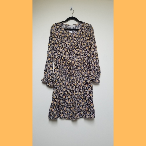 NWT Loft Floral Waist Tie Ruffle Flair Dress - Picture 3 of 4